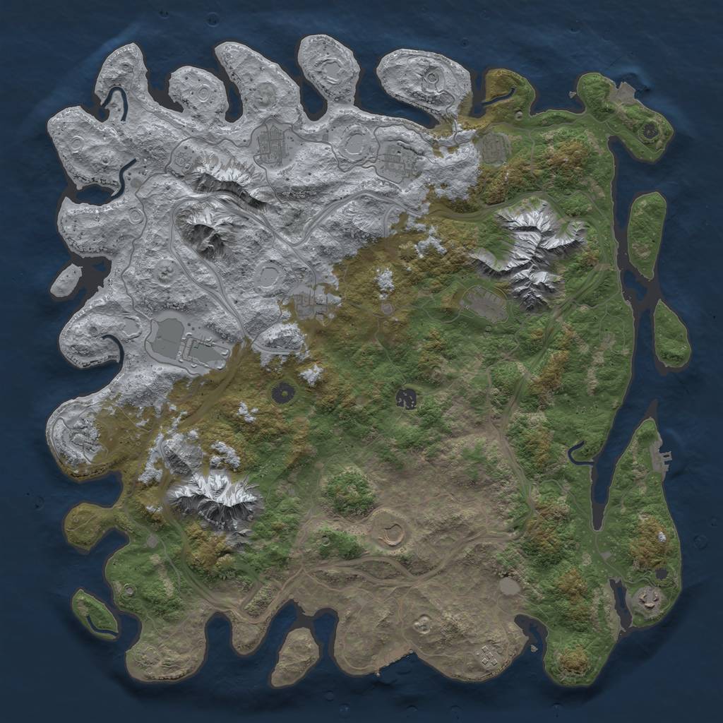 Rust Map: Procedural Map, Size: 5000, Seed: 1321728341, 19 Monuments