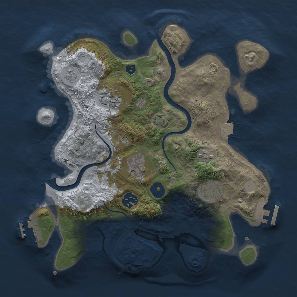 Rust Map: Procedural Map, Size: 3000, Seed: 1114185629, 11 Monuments
