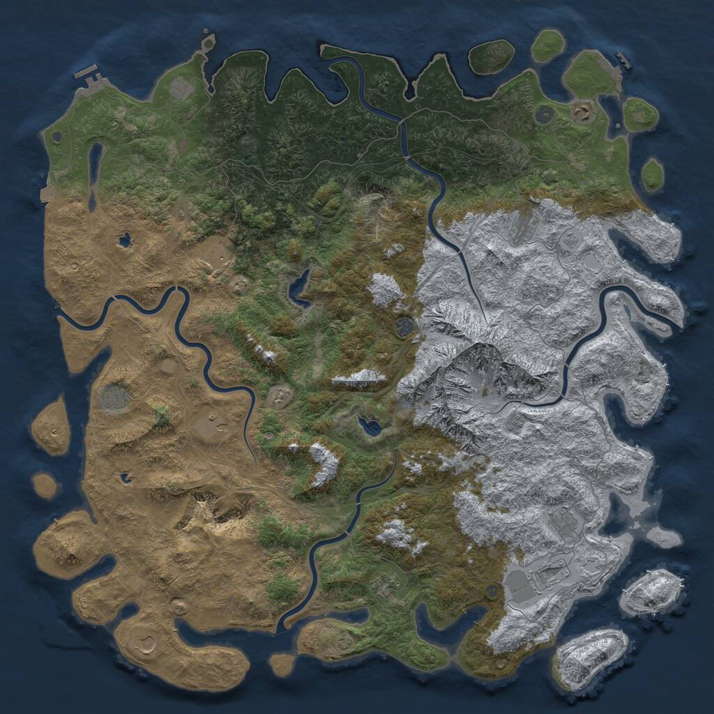 Rust Map: Procedural Map, Size: 6000, Seed: 1234512345, 17 Monuments