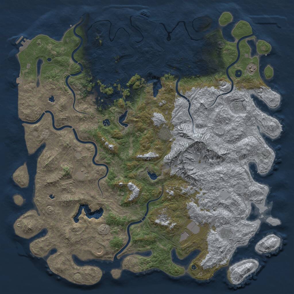 Rust Map: Procedural Map, Size: 6000, Seed: 1234512345, 17 Monuments