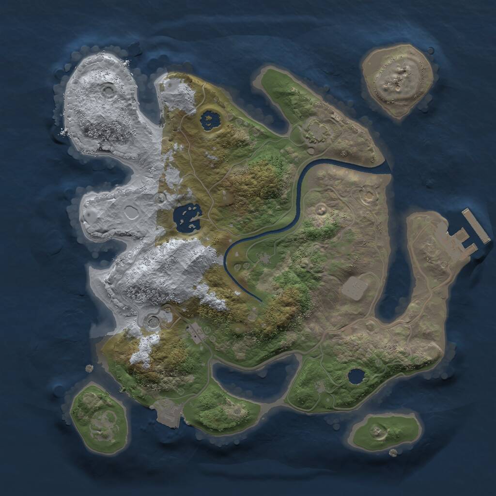 Rust Map: Procedural Map, Size: 2500, Seed: 845251946, 5 Monuments