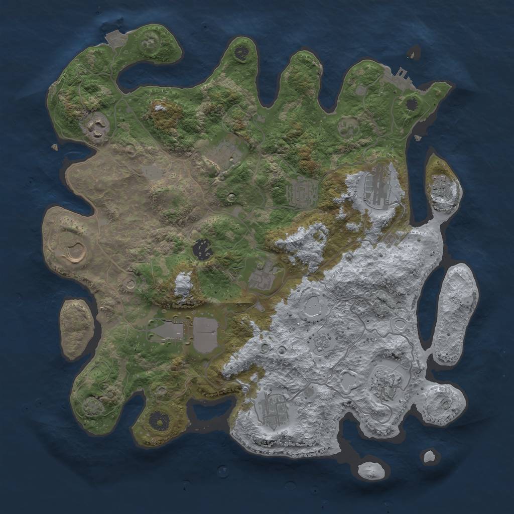 Rust Map: Procedural Map, Size: 3800, Seed: 2024012001, 18 Monuments