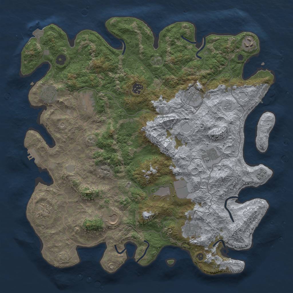 Rust Map: Procedural Map, Size: 4200, Seed: 57200723, 19 Monuments