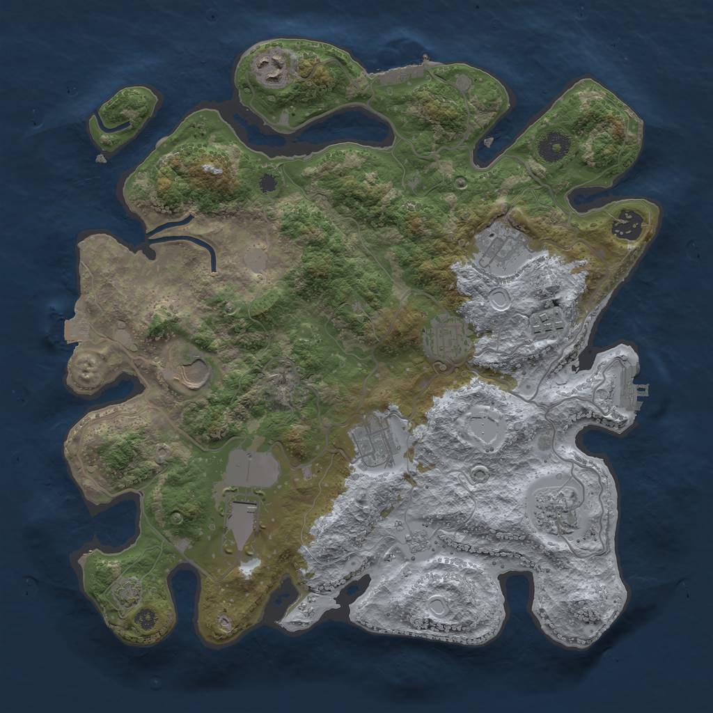 Rust Map: Procedural Map, Size: 3500, Seed: 452068242, 16 Monuments