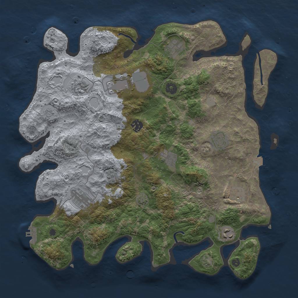 Rust Map: Procedural Map, Size: 3800, Seed: 39679050, 17 Monuments