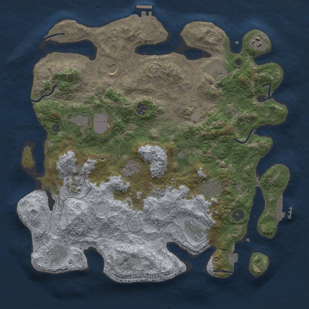 Rust Map: Procedural Map, Size: 4000, Seed: 684200948, 17 Monuments