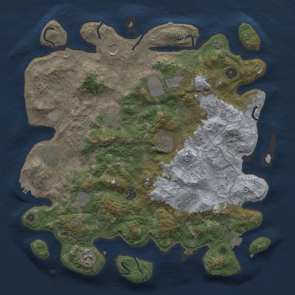 Rust Map: Procedural Map, Size: 4000, Seed: 790164181, 18 Monuments
