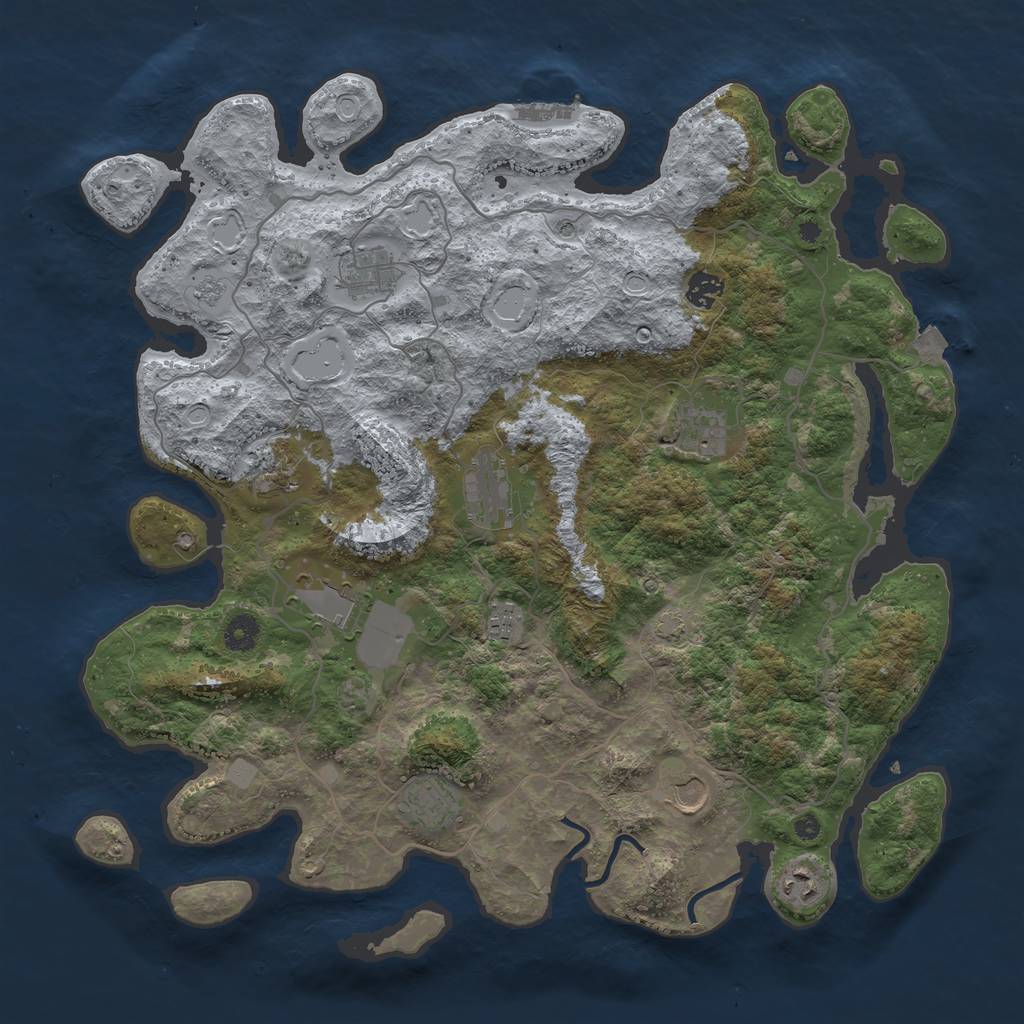 Rust Map: Procedural Map, Size: 4200, Seed: 1962480816, 17 Monuments