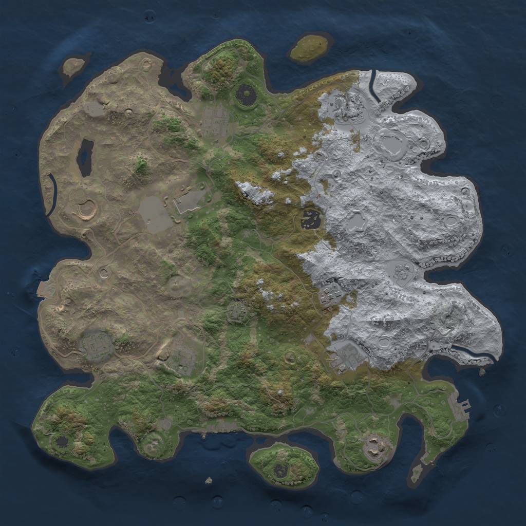 Rust Map: Procedural Map, Size: 3800, Seed: 61704791, 18 Monuments