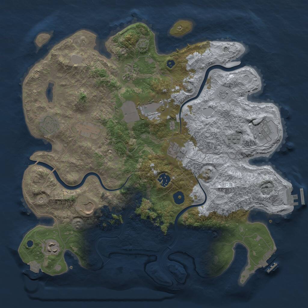 Rust Map: Procedural Map, Size: 3800, Seed: 61704791, 16 Monuments