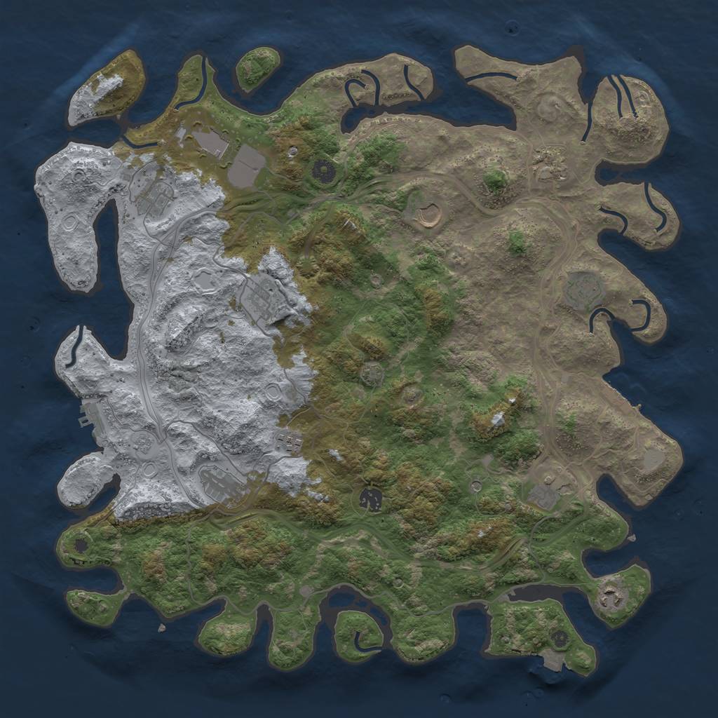 Rust Map: Procedural Map, Size: 4500, Seed: 1586932476, 19 Monuments