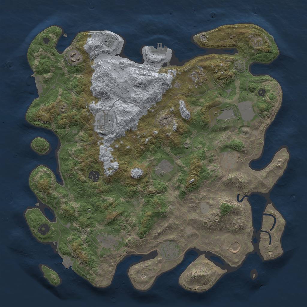 Rust Map: Procedural Map, Size: 4050, Seed: 1003504208, 19 Monuments