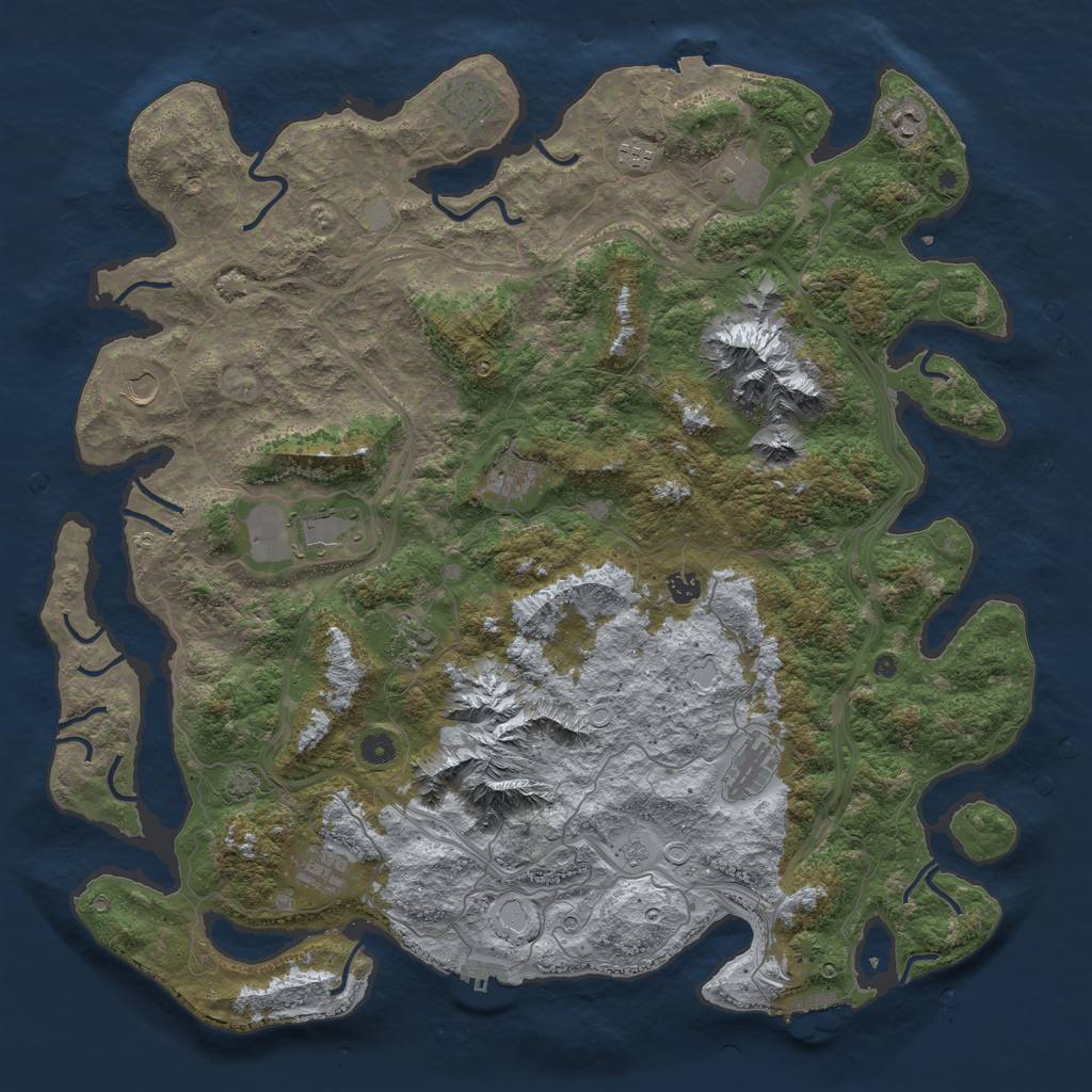 Rust Map: Procedural Map, Size: 5000, Seed: 535600, 19 Monuments