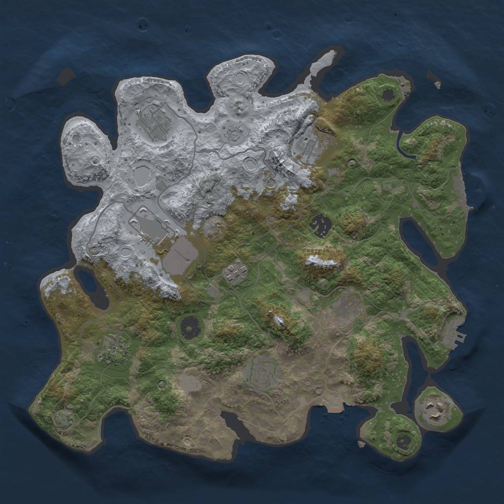 Rust Map: Procedural Map, Size: 3500, Seed: 163482171, 17 Monuments