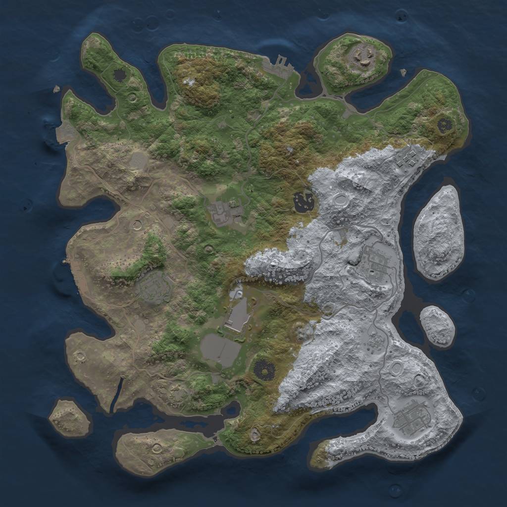 Rust Map: Procedural Map, Size: 3500, Seed: 403562875, 16 Monuments