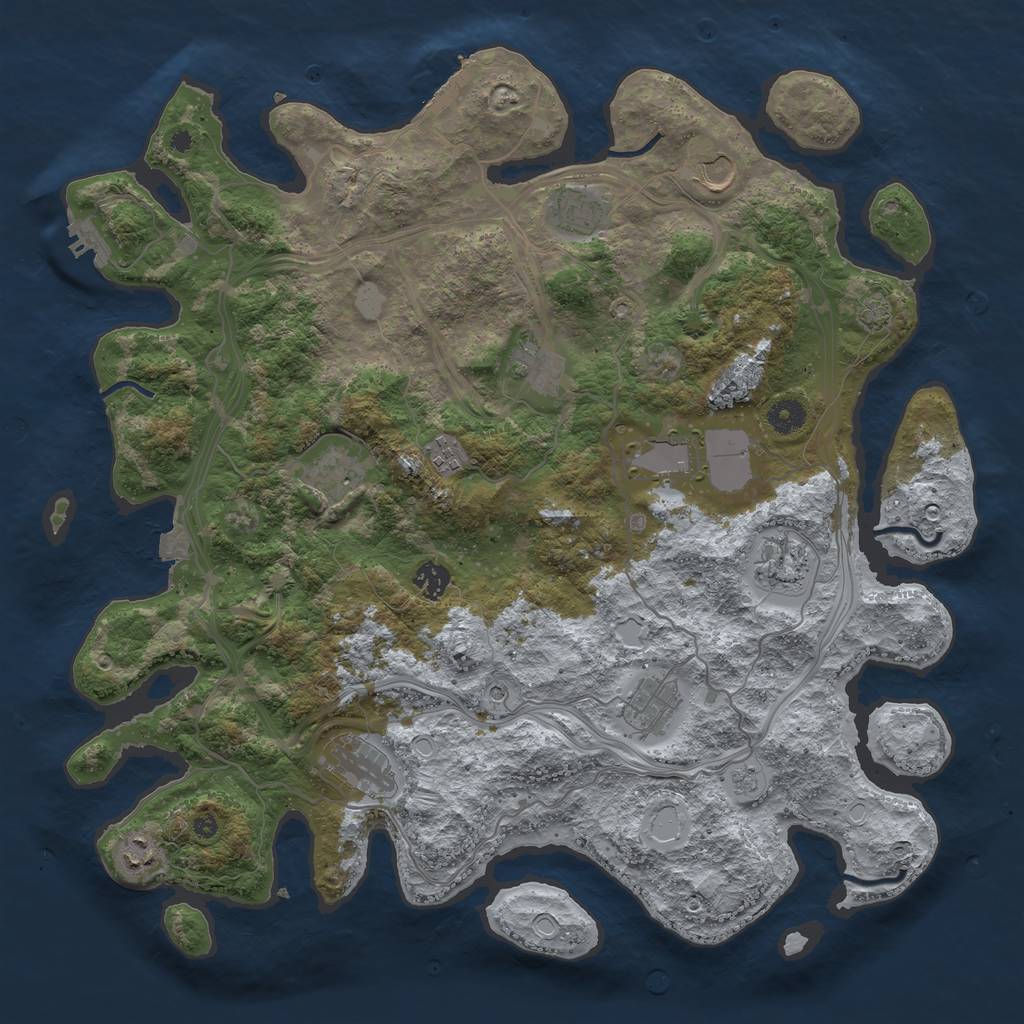 Rust Map: Procedural Map, Size: 4250, Seed: 706690830, 19 Monuments