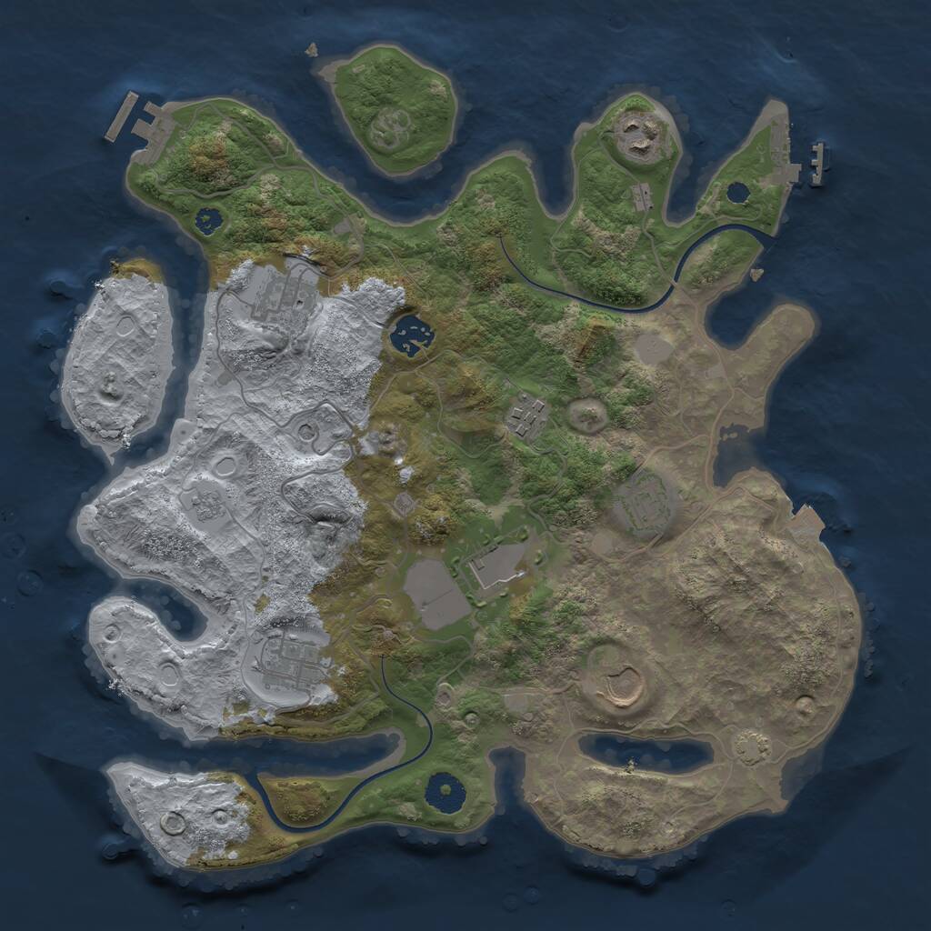Rust Map: Procedural Map, Size: 3500, Seed: 1112919705, 14 Monuments