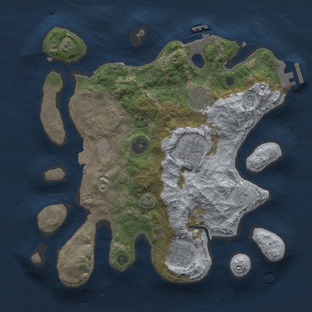 Rust Map: Procedural Map, Size: 3000, Seed: 439401606, 9 Monuments