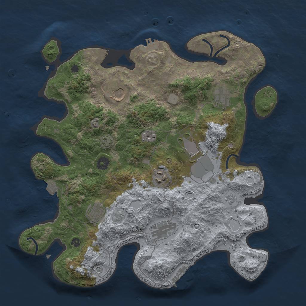 Rust Map: Procedural Map, Size: 3500, Seed: 755358896, 15 Monuments