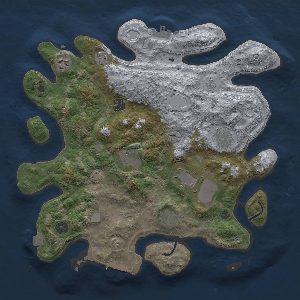 Rust Map: Procedural Map, Size: 3500, Seed: 63211, 15 Monuments