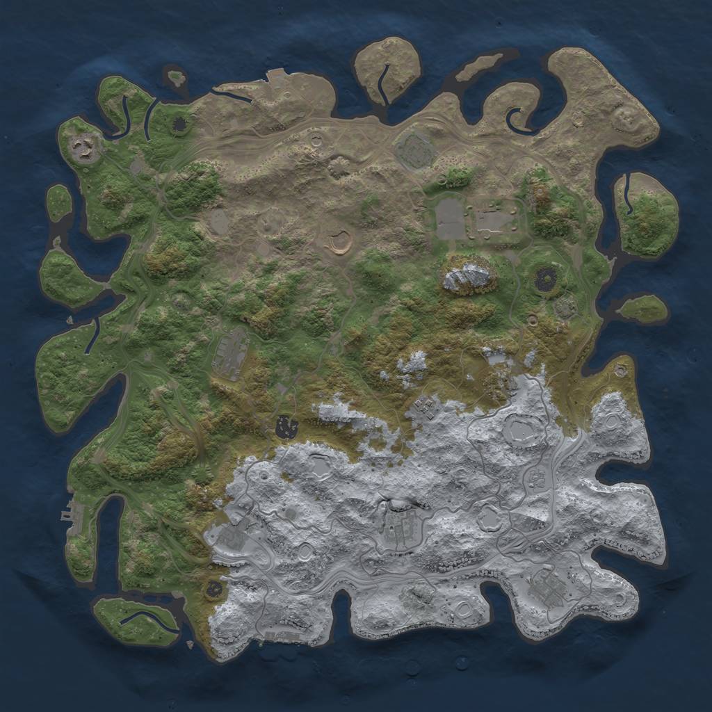 Rust Map: Procedural Map, Size: 4500, Seed: 787378336, 19 Monuments