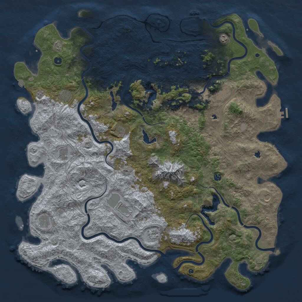 Rust Map: Procedural Map, Size: 6000, Seed: 439507038, 17 Monuments