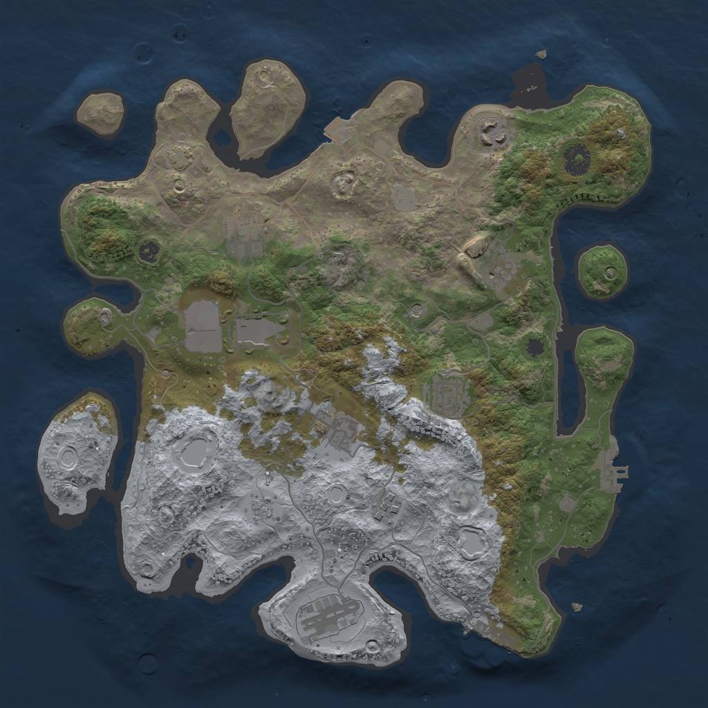 Rust Map: Procedural Map, Size: 3500, Seed: 356065276, 16 Monuments