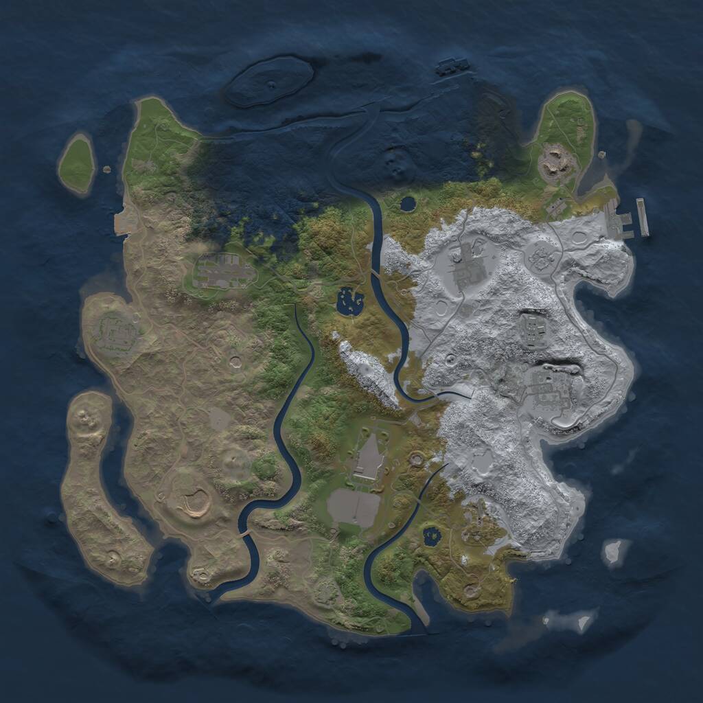 Rust Map: Procedural Map, Size: 3700, Seed: 669668897, 16 Monuments