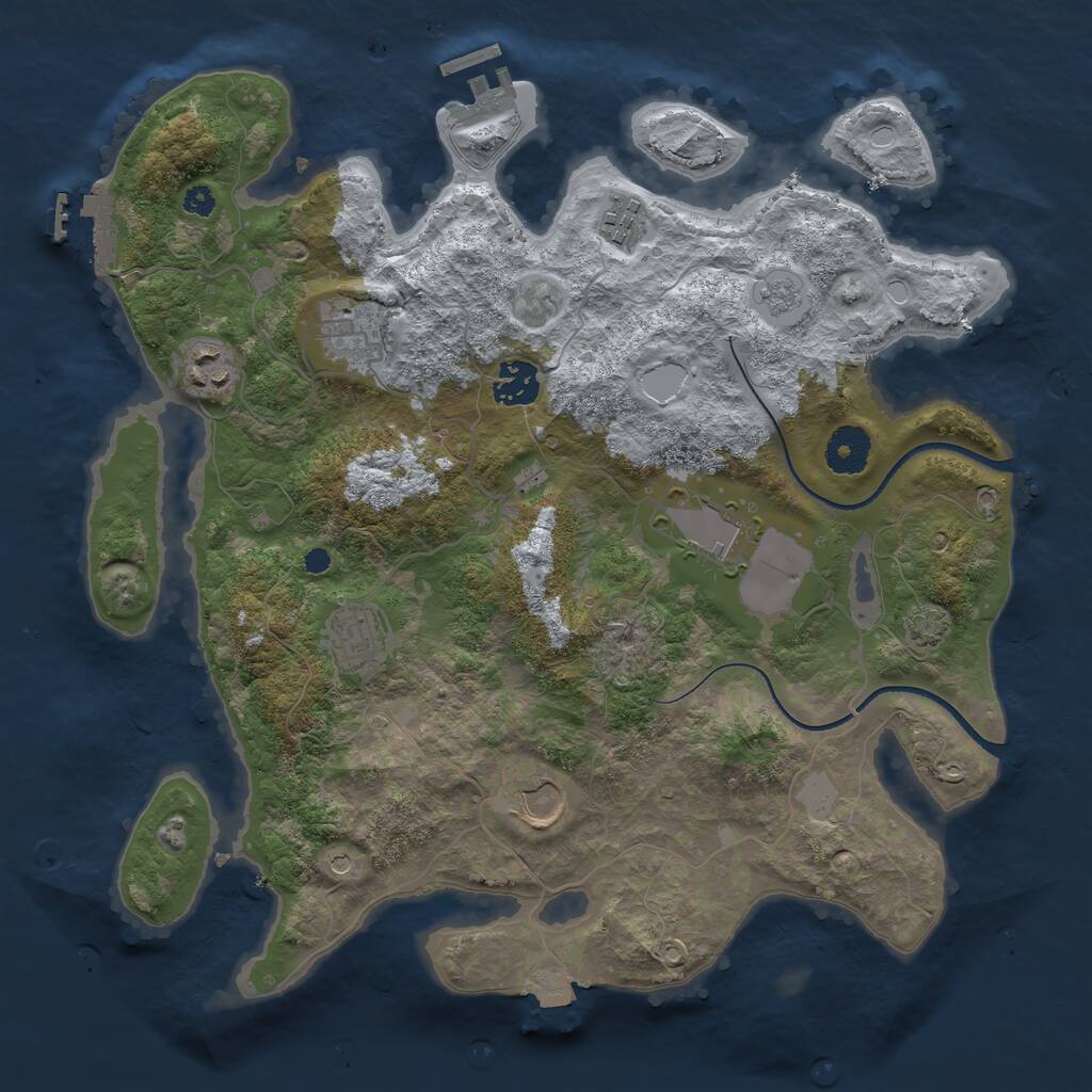 Rust Map: Procedural Map, Size: 3500, Seed: 1124990426, 13 Monuments