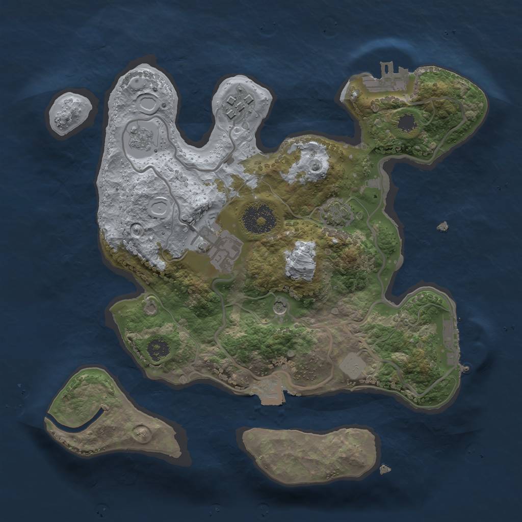Rust Map: Procedural Map, Size: 2500, Seed: 4656, 10 Monuments