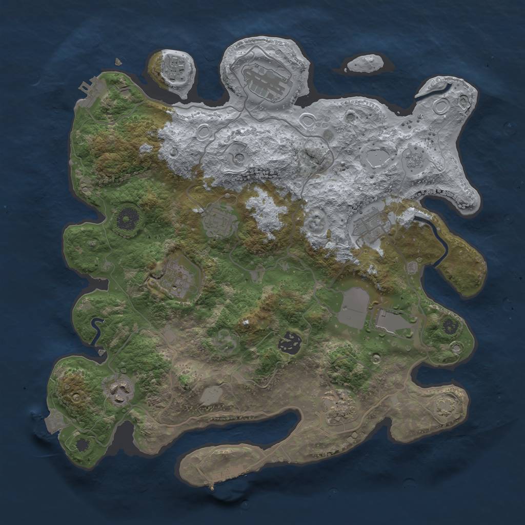 Rust Map: Procedural Map, Size: 3500, Seed: 570111662, 17 Monuments