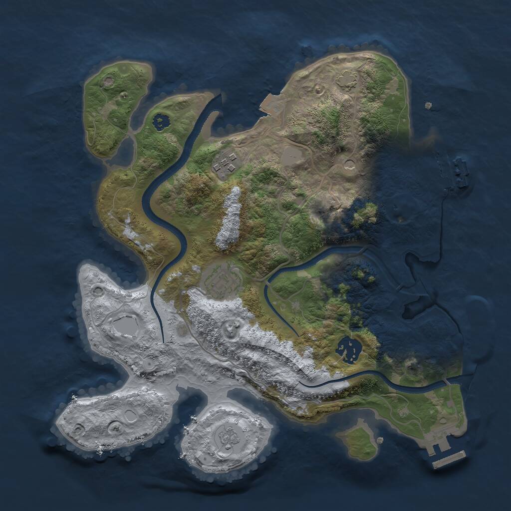 Rust Map: Procedural Map, Size: 3000, Seed: 1326566704, 9 Monuments