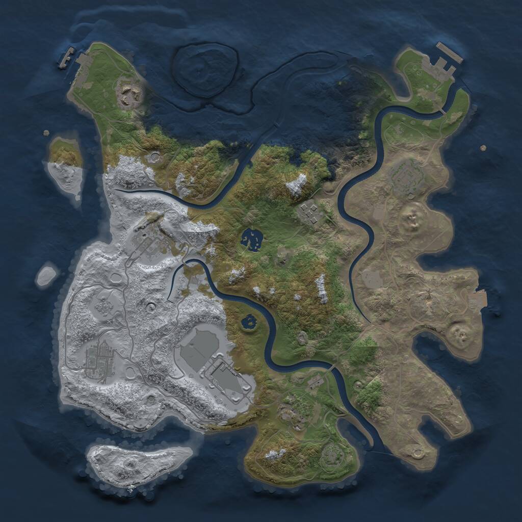 Rust Map: Procedural Map, Size: 3500, Seed: 945284297, 14 Monuments
