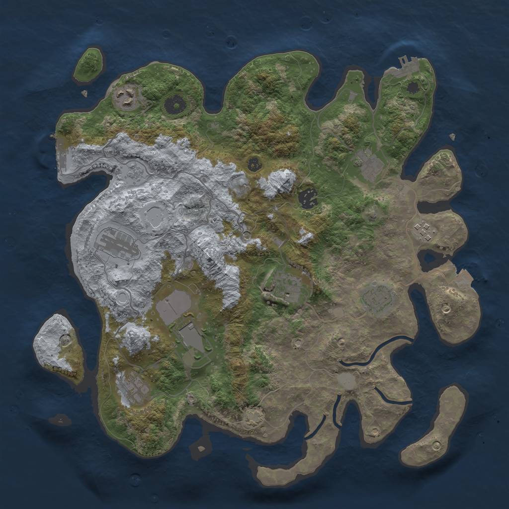 Rust Map: Procedural Map, Size: 3750, Seed: 25447573, 17 Monuments
