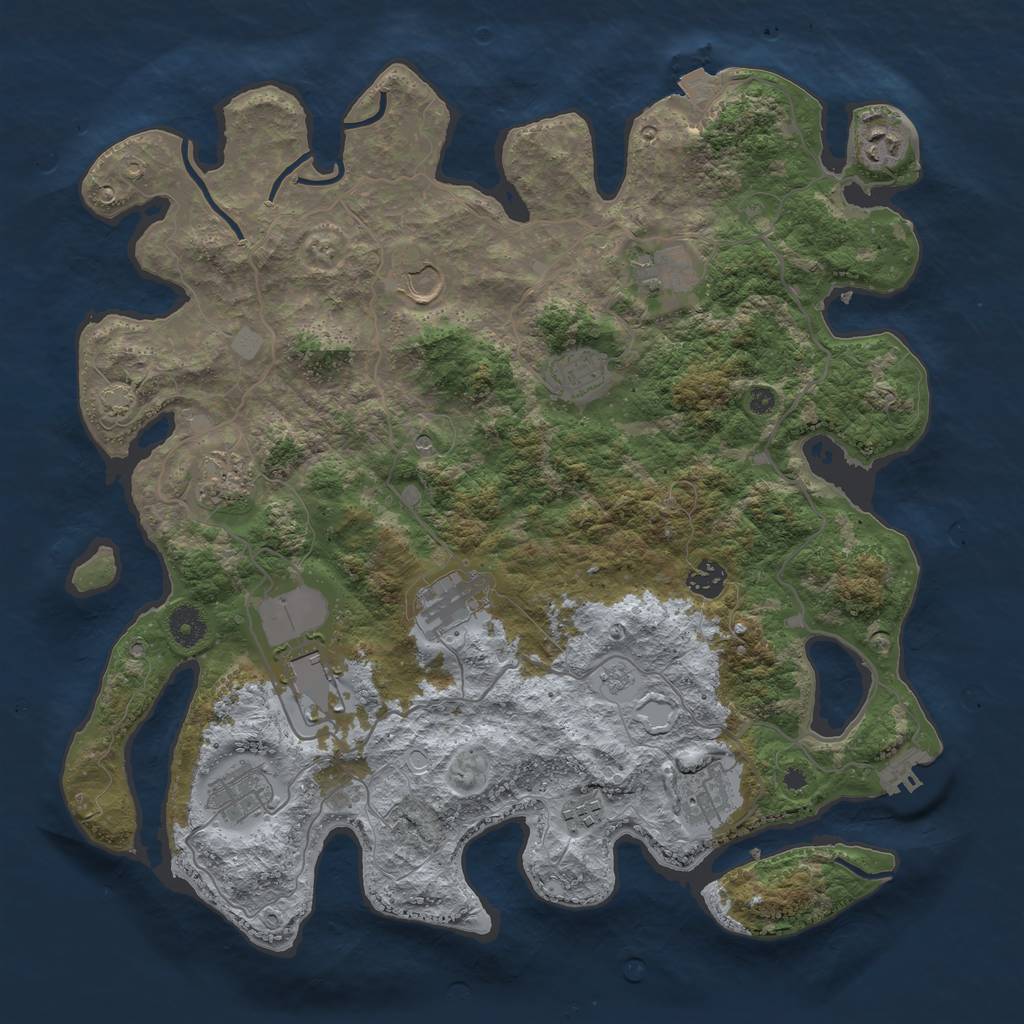 Rust Map: Procedural Map, Size: 4000, Seed: 1672126432, 18 Monuments