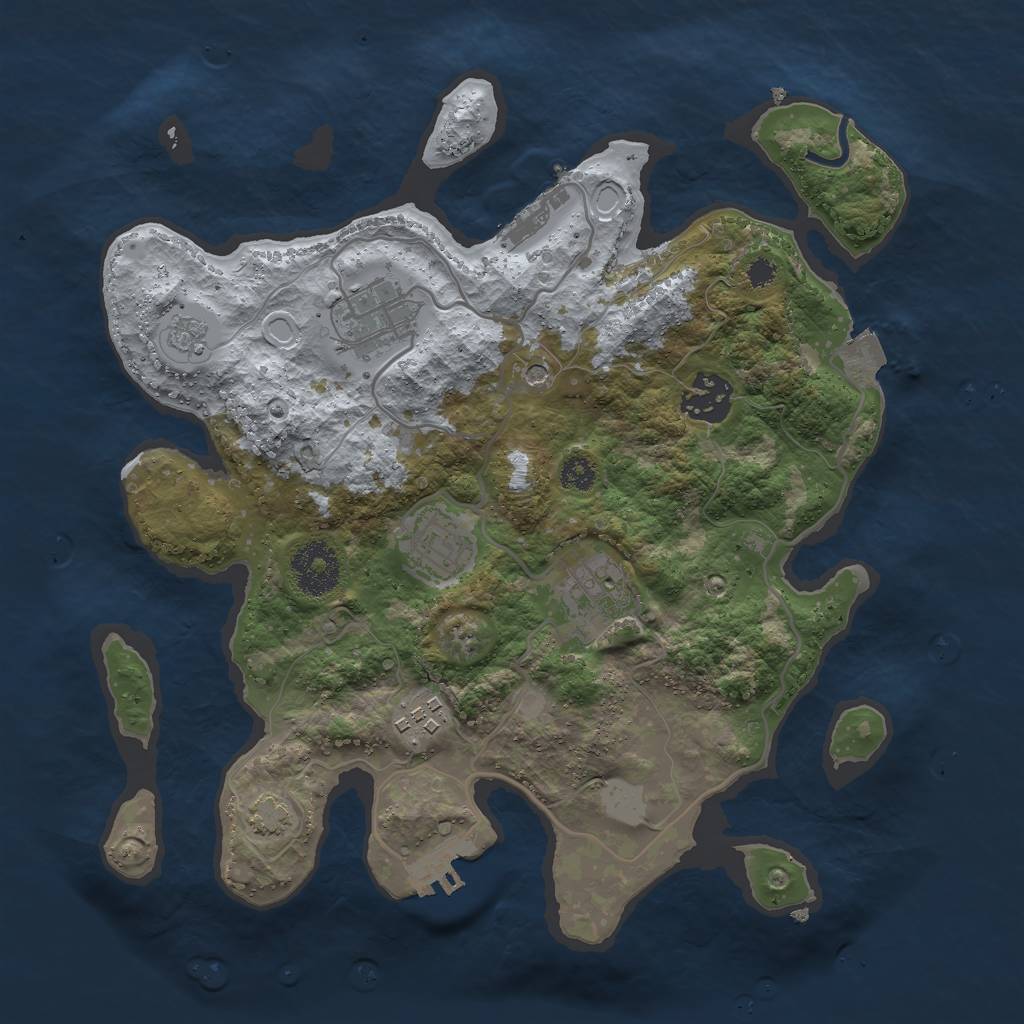 Rust Map: Procedural Map, Size: 3000, Seed: 1818558883, 13 Monuments