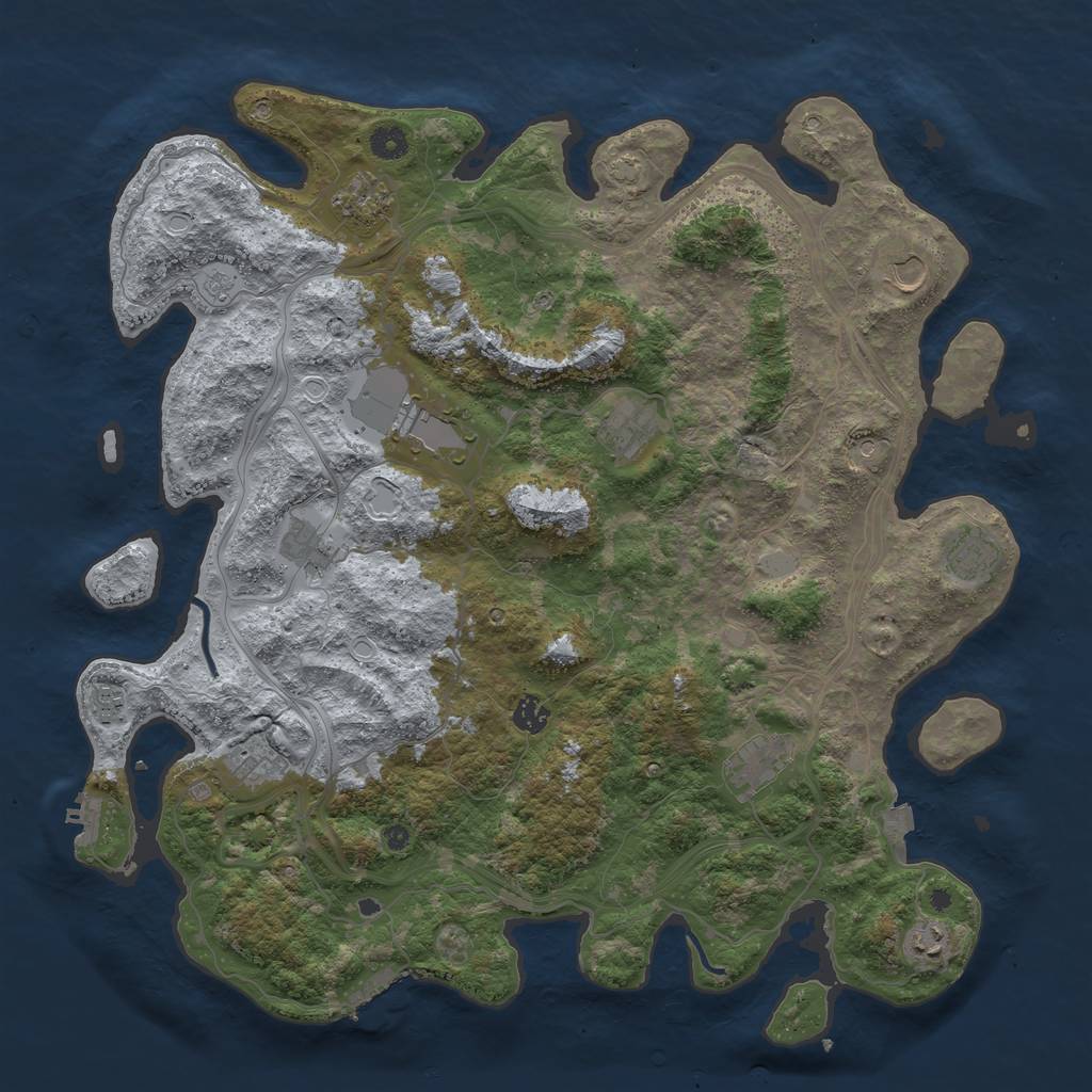 Rust Map: Procedural Map, Size: 4500, Seed: 438632441, 19 Monuments
