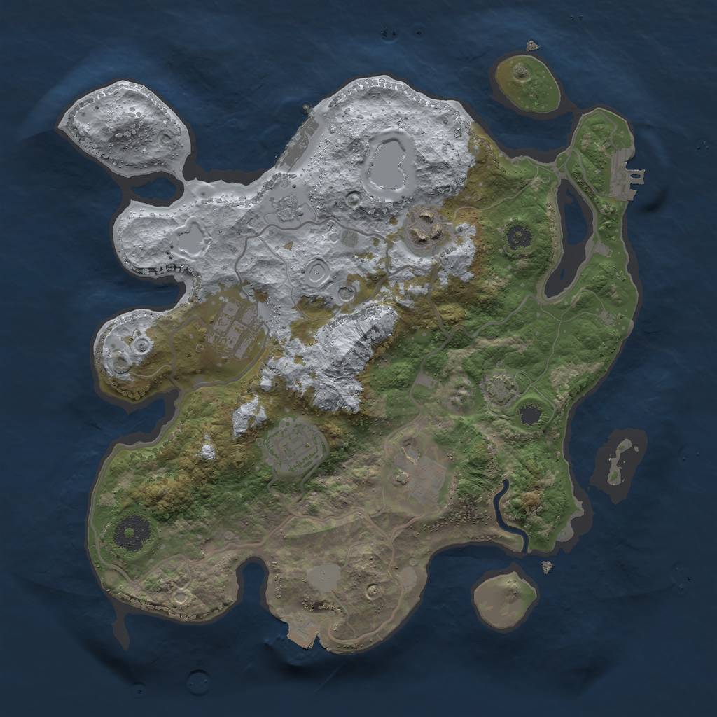 Rust Map: Procedural Map, Size: 3000, Seed: 198694592, 12 Monuments