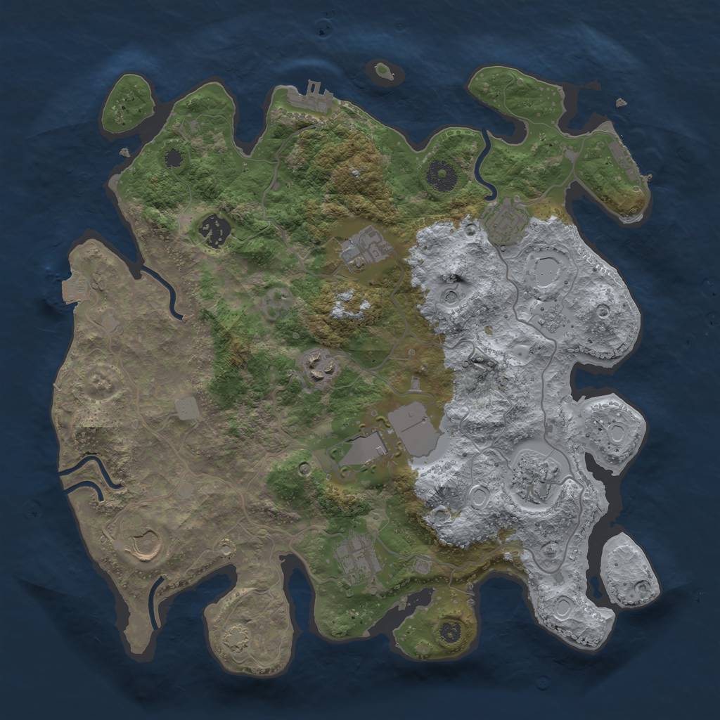 Rust Map: Procedural Map, Size: 3500, Seed: 5472, 16 Monuments
