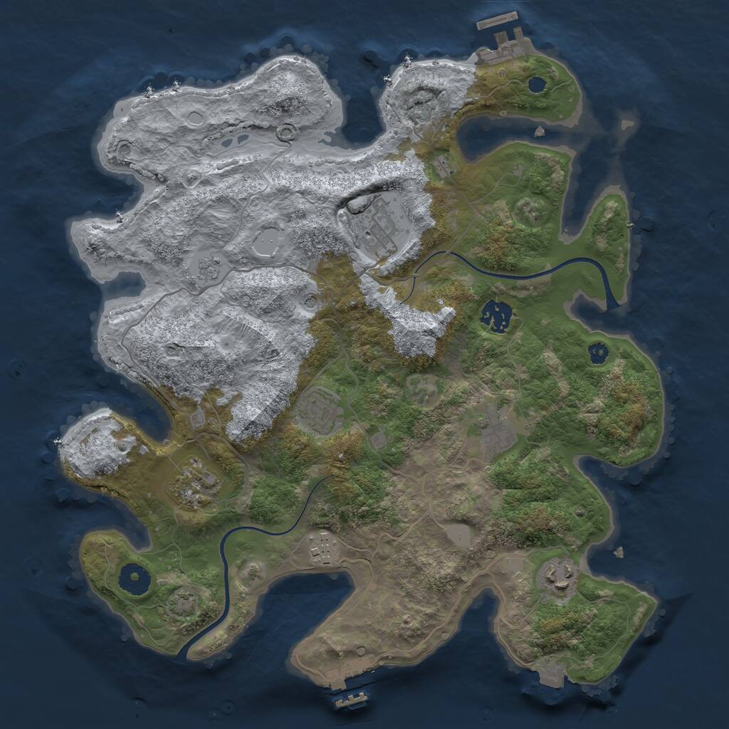 Rust Map: Procedural Map, Size: 3500, Seed: 1661512685, 13 Monuments