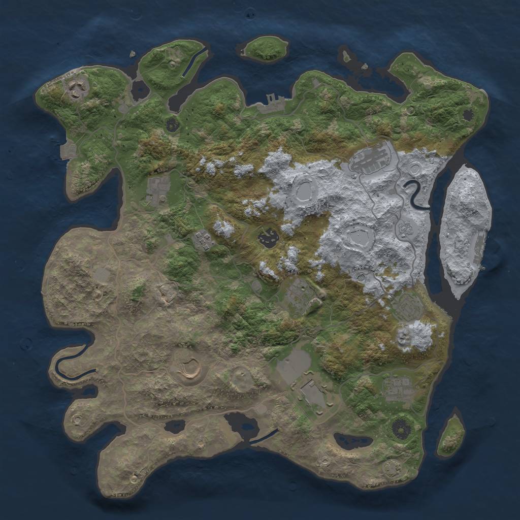 Rust Map: Procedural Map, Size: 4000, Seed: 1425402056, 18 Monuments