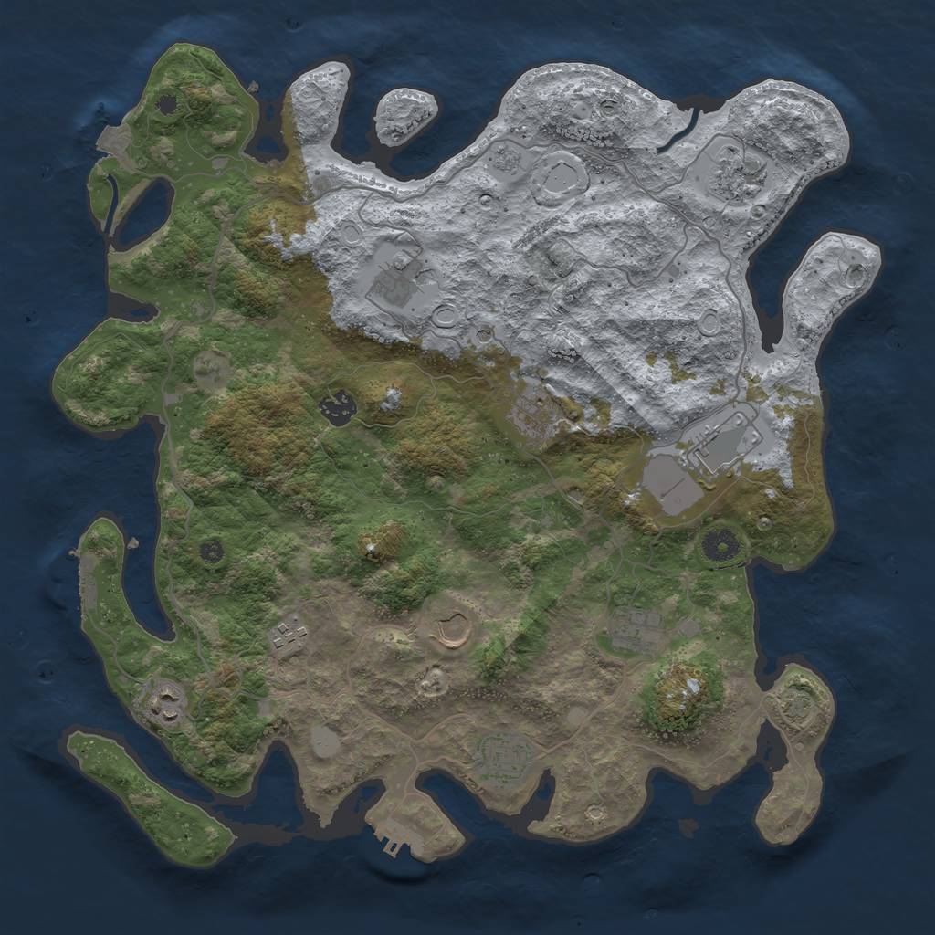 Rust Map: Procedural Map, Size: 4000, Seed: 586354, 18 Monuments