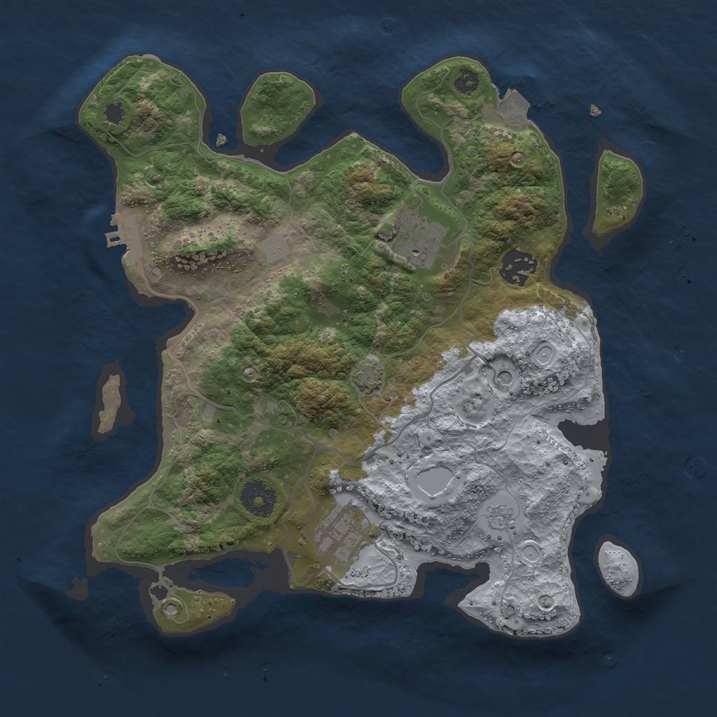 Rust Map: Procedural Map, Size: 3000, Seed: 28691, 10 Monuments