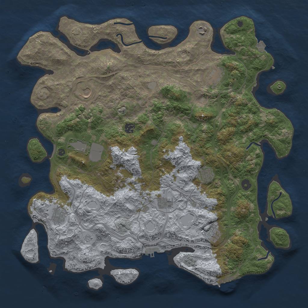 Rust Map: Procedural Map, Size: 4500, Seed: 31690195, 19 Monuments