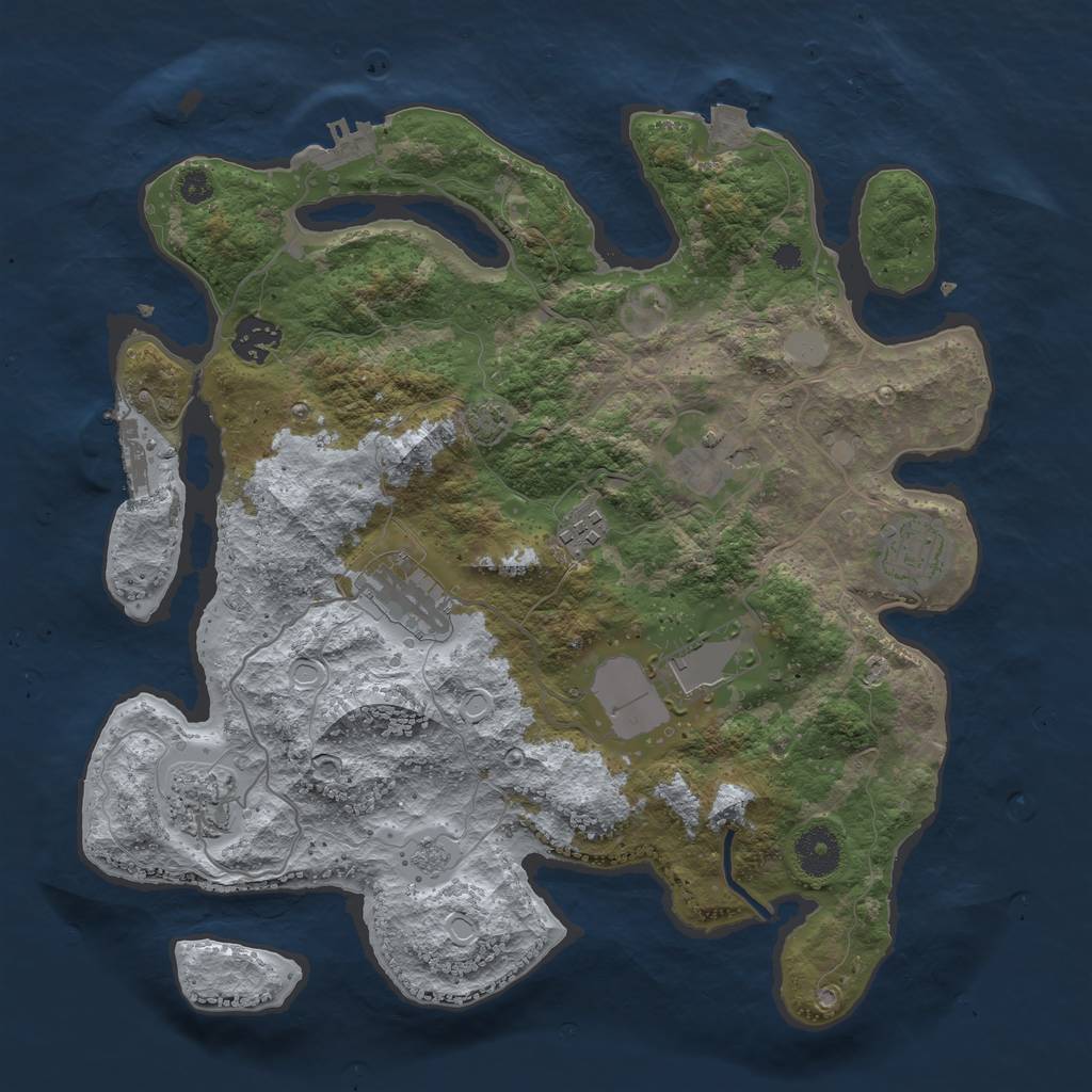 Rust Map: Procedural Map, Size: 3500, Seed: 1757860730, 14 Monuments