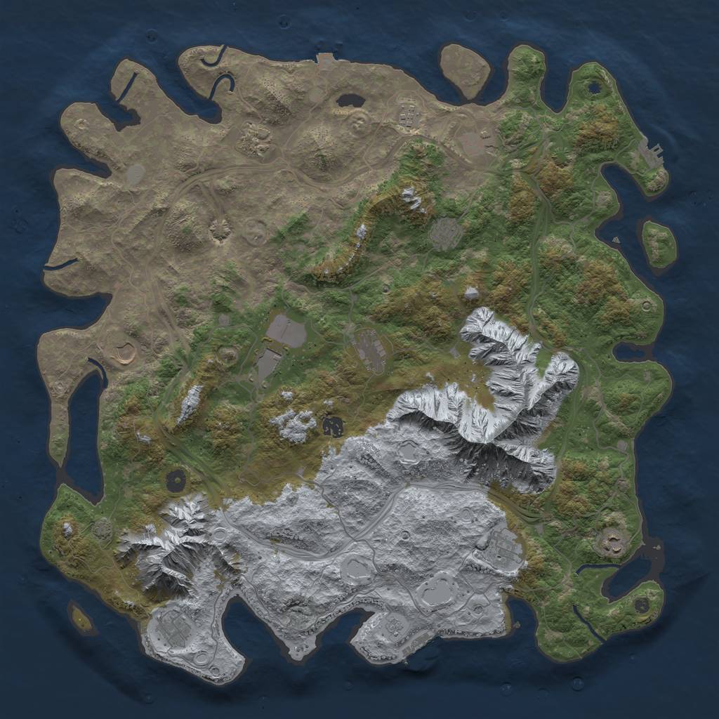 Rust Map: Procedural Map, Size: 5000, Seed: 32123432, 19 Monuments