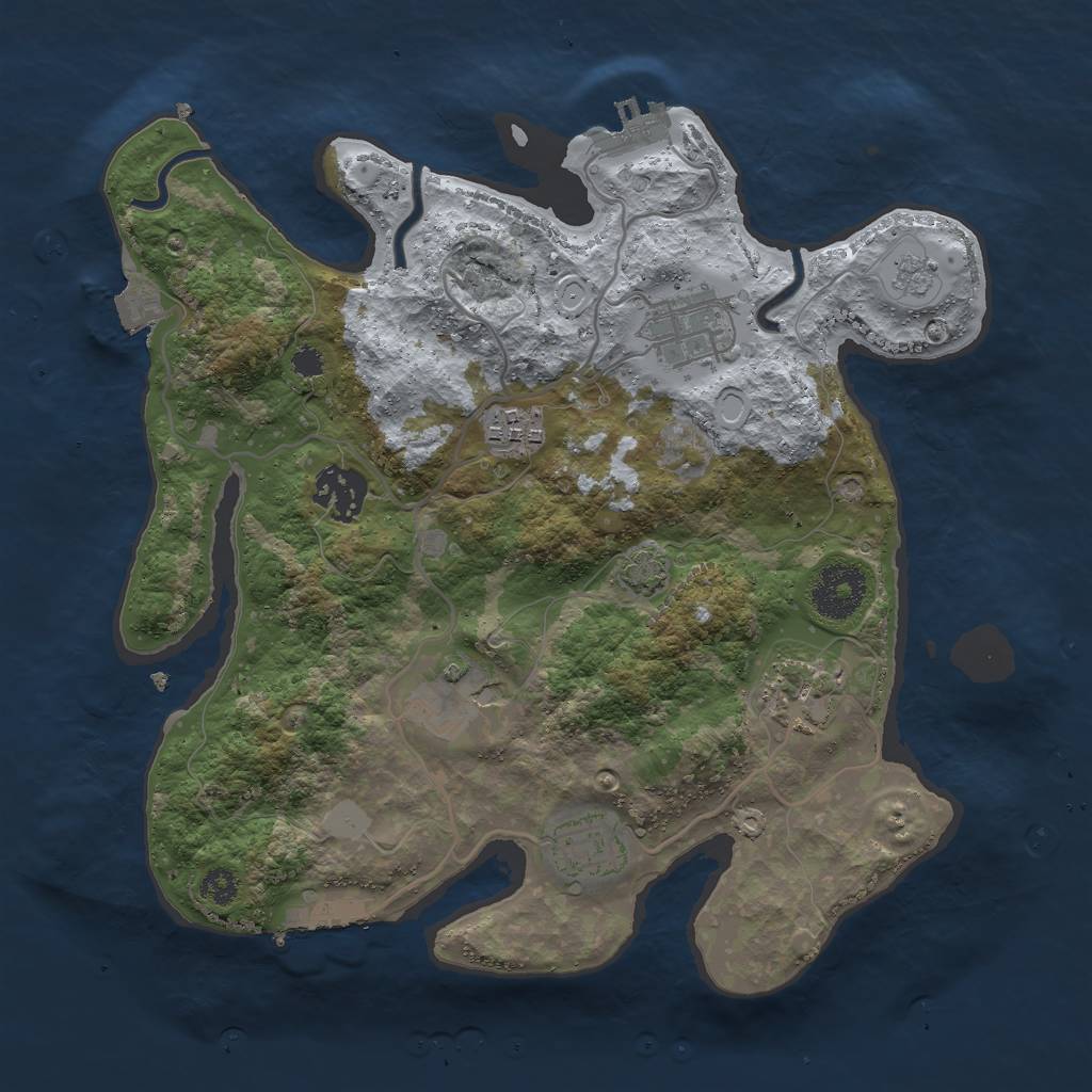 Rust Map: Procedural Map, Size: 3000, Seed: 387341194, 13 Monuments