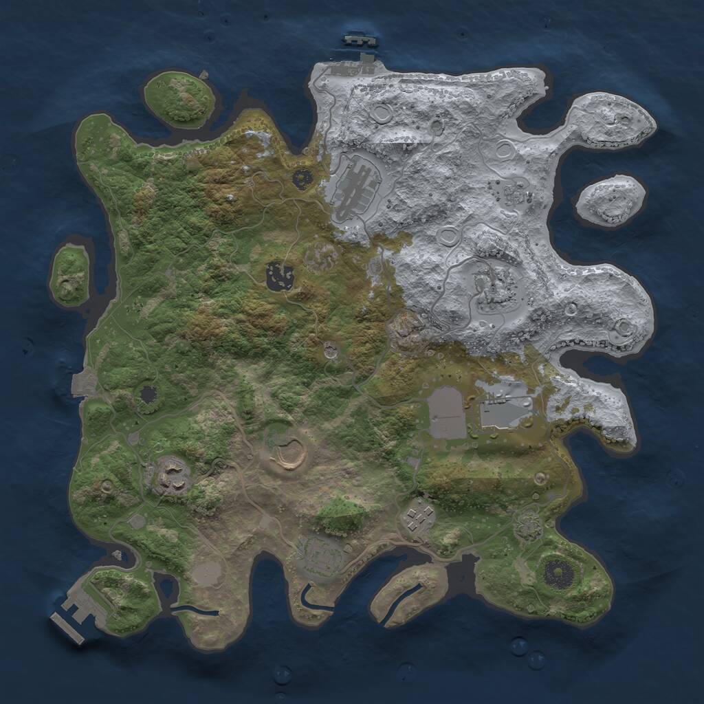 Rust Map: Procedural Map, Size: 3500, Seed: 92397392, 14 Monuments