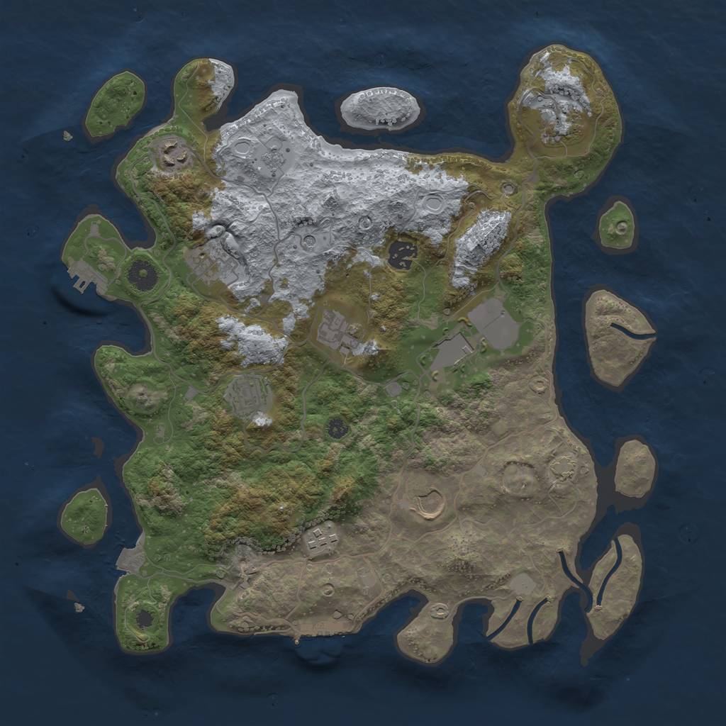 Rust Map: Procedural Map, Size: 3700, Seed: 567018955, 17 Monuments