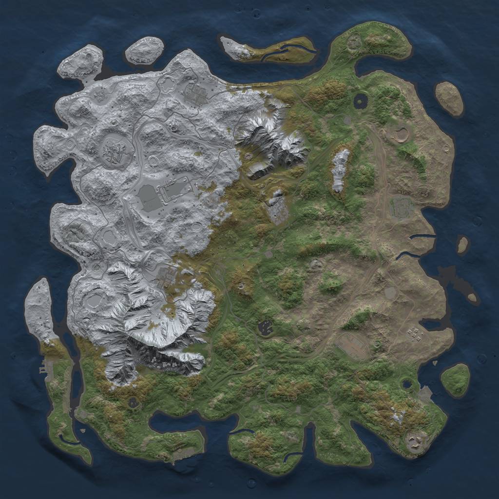 Rust Map: Procedural Map, Size: 5000, Seed: 558963520, 19 Monuments